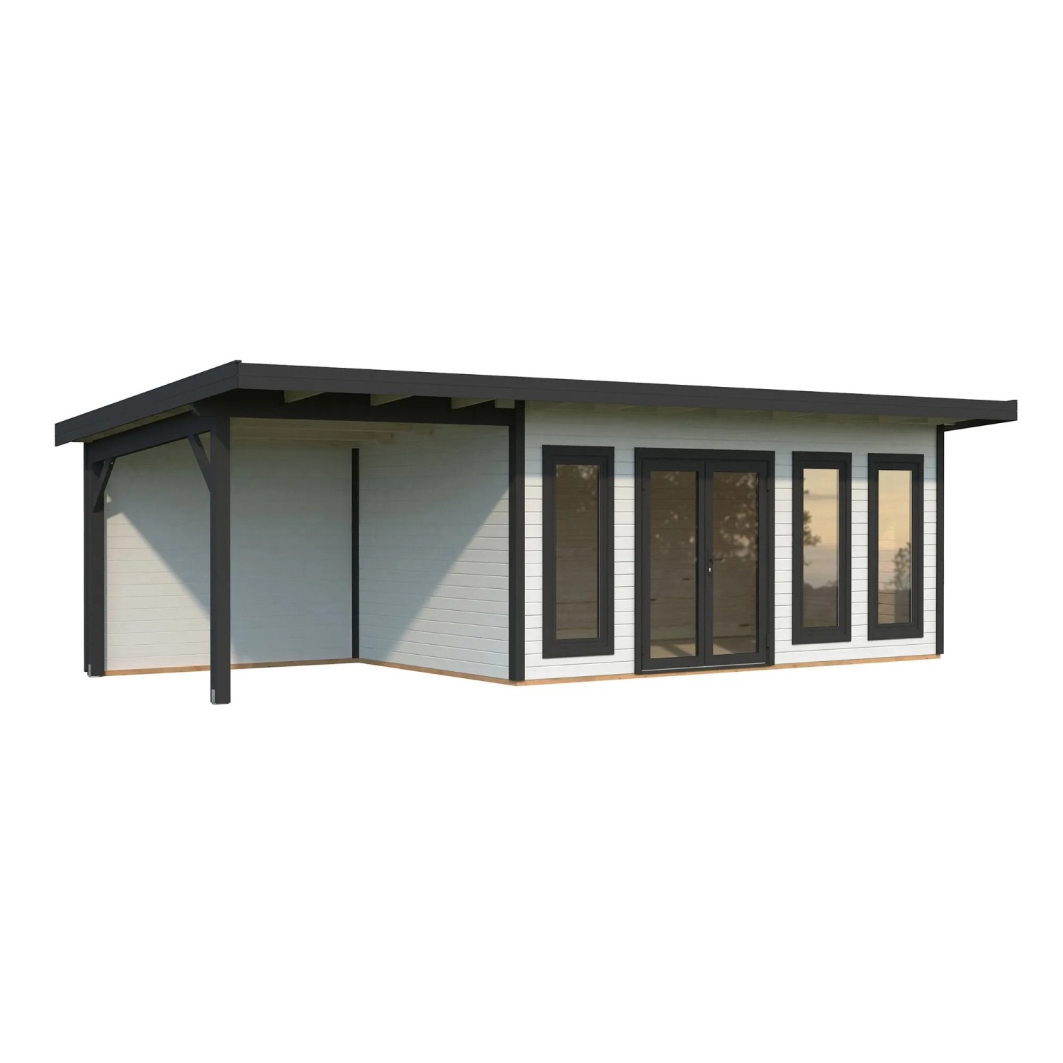 Palmako Holz-Gartenhaus Aurelia Pultdach Weiß Lackiert 833 cm x 300 cm 23,1 m²