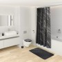 Badezimmer mit Sanilo WC-Sitz Granit, Duschvorhang und Badteppich im Granit-Design.
