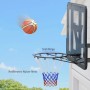 SPORTNOW Basketballkorb mit schwarzer Stahlfelge und farbigem Netz. Ein Basketball fliegt auf den wandmontierten Korb zu.