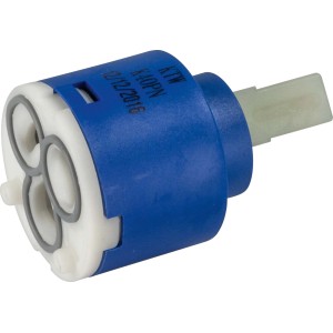 Keramikkartusche Ø 40 mm für Küchenarmatur, blau-weiß, Ersatzteil zur Mengen- und Temperaturregelung.