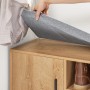 SoBuy Schuhbank FSR148-N mit Schubladen und Fächern in Natur. Sitzkissen wird geöffnet.