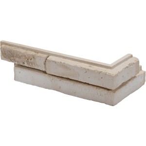 Stegu Verblender Ecke Metro Beige, Gips-Riemchen in Backsteinoptik für Innenräume.