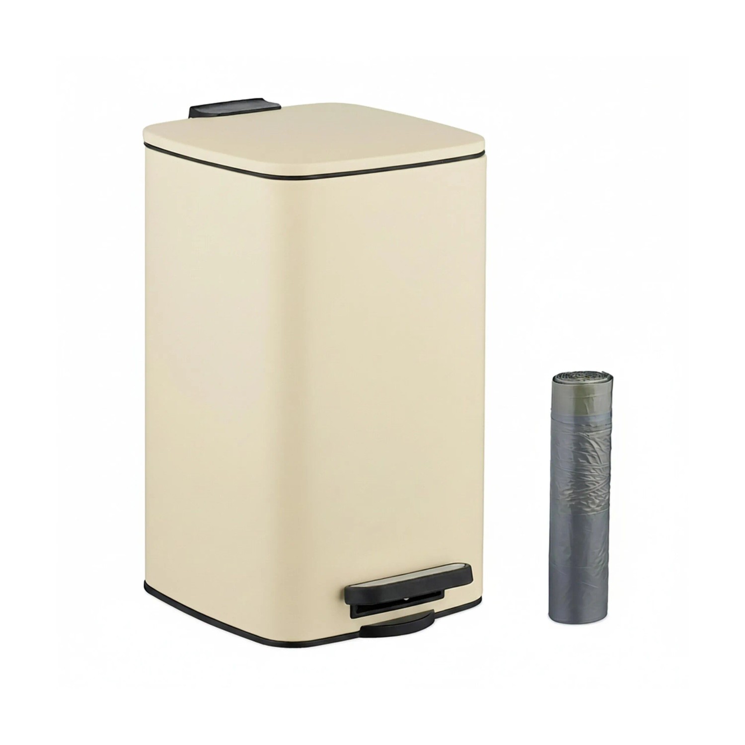Relaxdays Kosmetikeimer Metall Beige Softclose 33,5 cm x 20 cm x 23,5 cm 1,4 kg