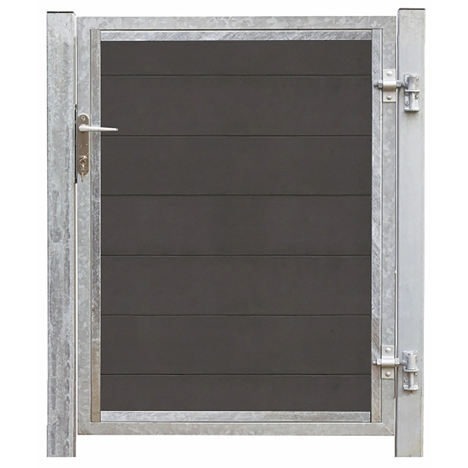Plus Holz Einzeltor Futura WPC Schiefergrau DIN R 115 x 127 cm Pfosten verzinkt
