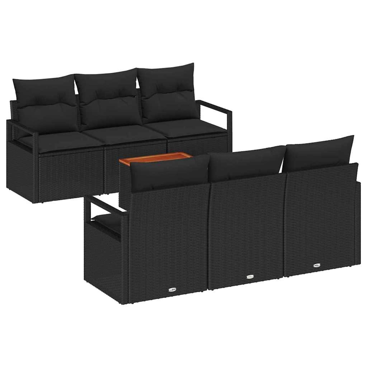 vidaXL Garten-Sofa-Set 7-Tlg Schwarz 3356322 günstig online kaufen