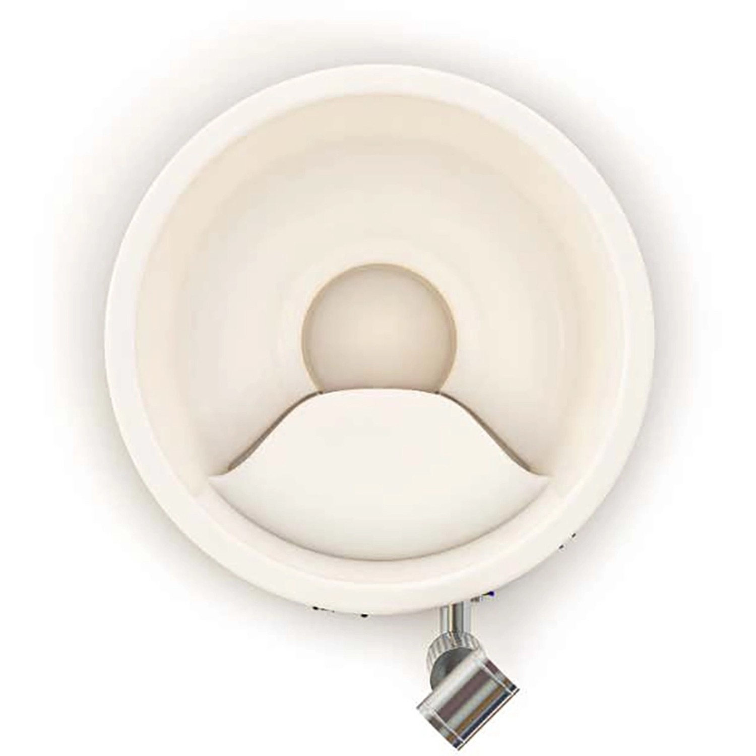 Holz Badefass Stockholm, Thermoholz, Ø 180cm, Innenansicht mit Abfluss.