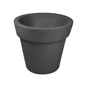 Anthrazitfarbener Pflanzkübel Gemma XXL, Ø 50 cm, aus robustem Kunststoff für den Innen- und Außenbereich.