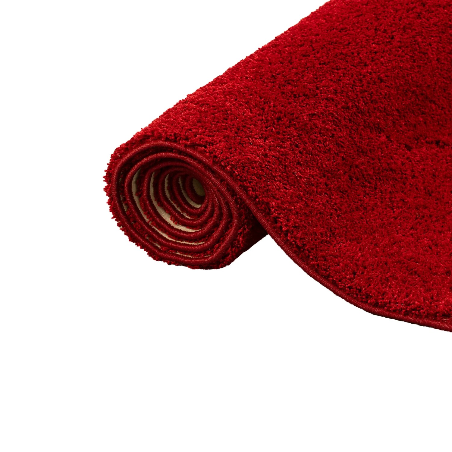 Gerollter, weinroter Snapstyle Hochflor Shaggy Läufer Teppich Palace, 80x200cm.