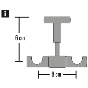 Technische Zeichnung Gardinia Deckenträger Europa, Bronze, 6 cm, für Stilgarnituren.