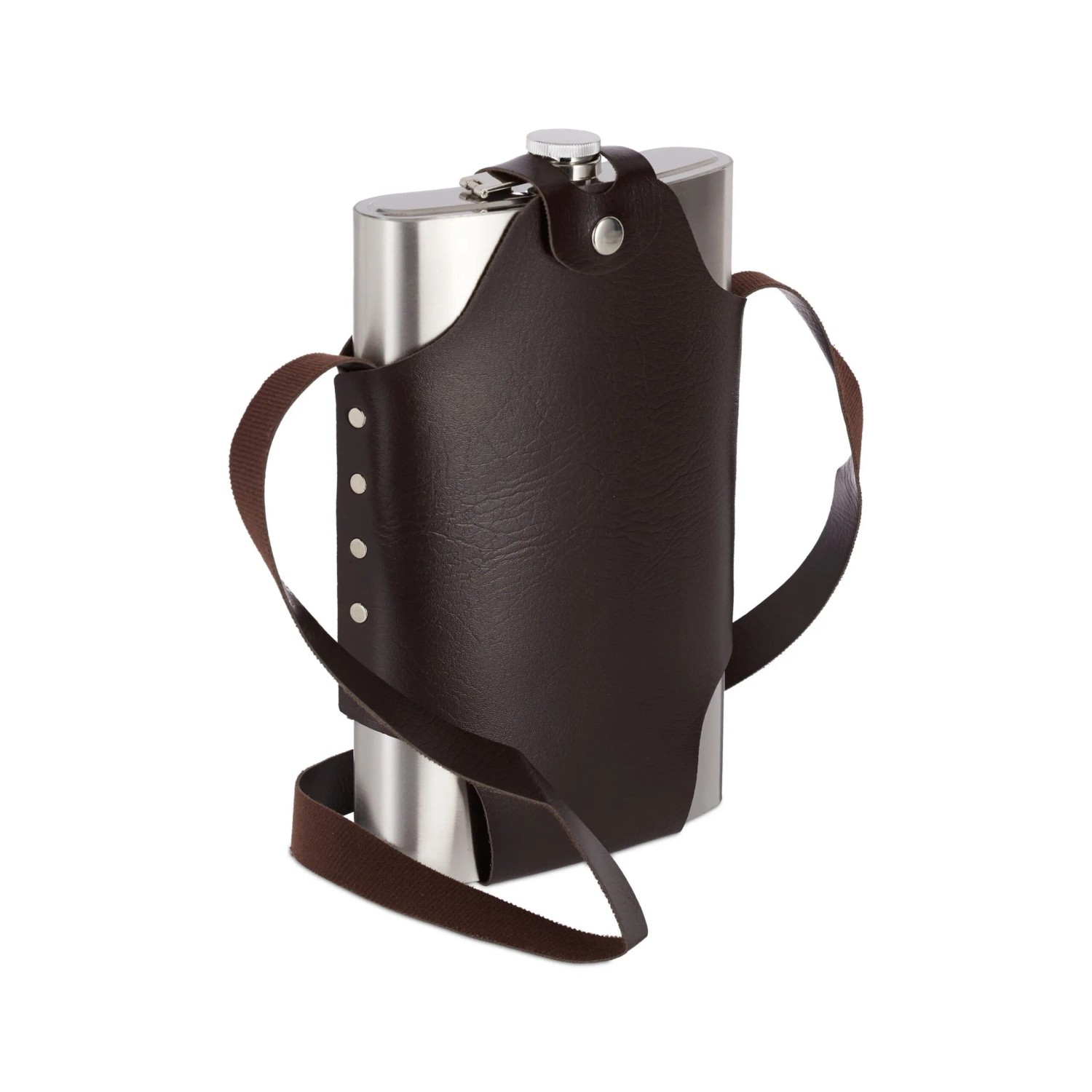 Relaxdays Flachmann Edelstahl Silber Mit Schraubdeckel und Halterung 29 cm x 18 cm x 5,5 cm 490 g