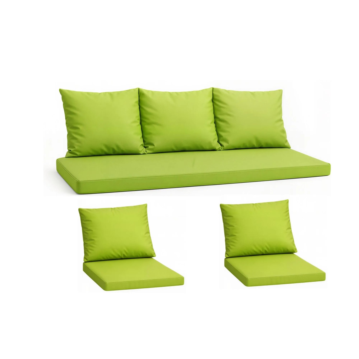 Setgarden Komfort Set Gartenloungekissen aus Technorattan-Möbel Kissen für Sofa 150x60 cm + Sessel 1tlg Lemon