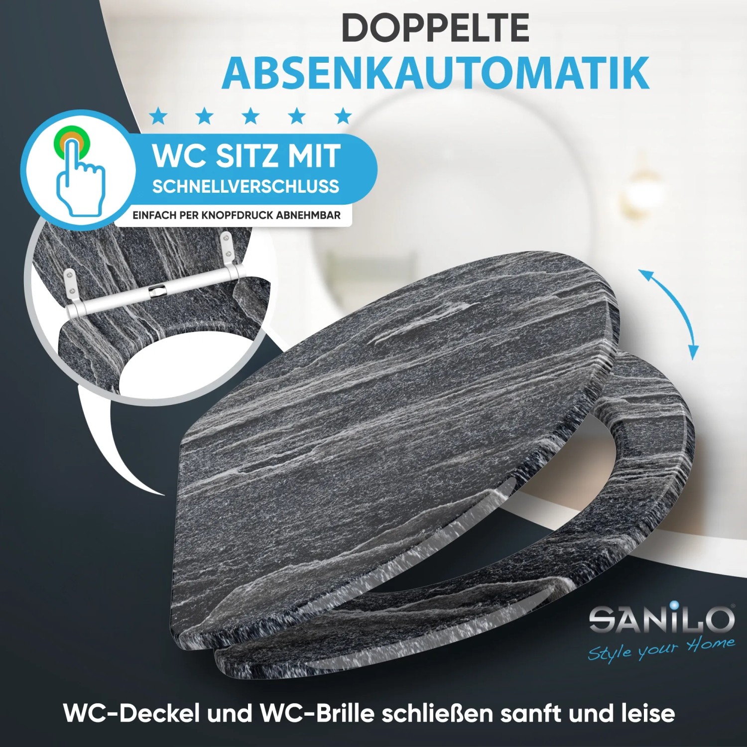Sanilo WC Sitz Absenkautomatik Top Fix Schiefer kaufen bei OBI