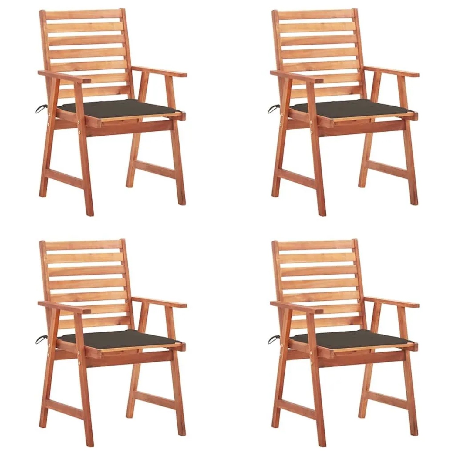 vidaXL Garten-Essstühle 4 Stk mit Kissen Massivholz Akazie 3078328
