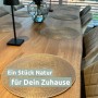 Holz4home Tischplatte Eiche mit Baumkante, 140x80 cm. Esstisch mit Naturholz-Optik und runden Platzsets.
