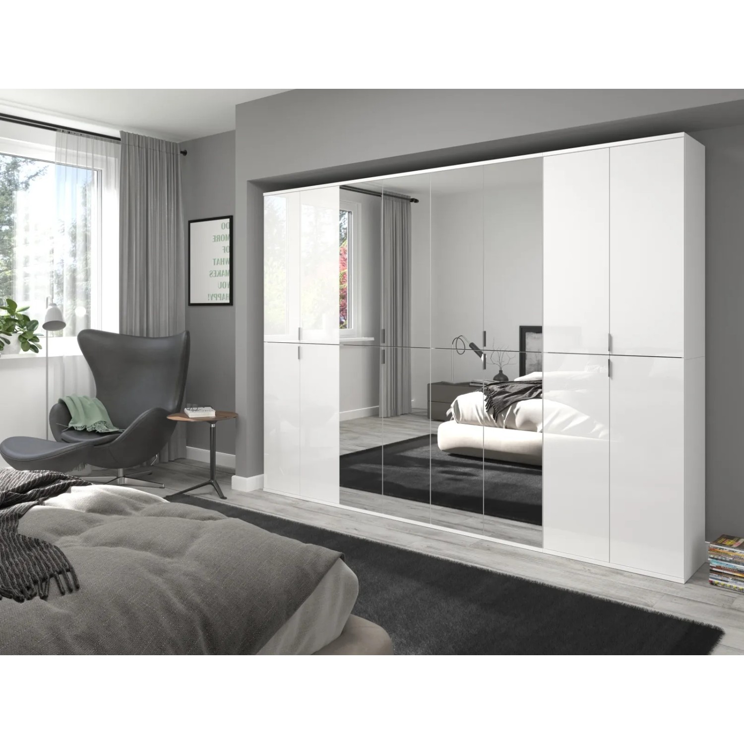 Inn.Furn Schuhschrank Weiß 122 cm mit 8 Spiegeltüren SystemX_7