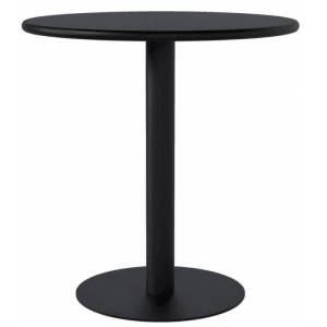 Runder schwarzer DELUKE Bistrotisch LEA (Ø 70 cm) aus Holz und Metall. Ideal als Cafetisch, Gartentisch oder Terrassentisch.