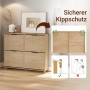 SoBuy Schuhschrank FSR214-N in Natur mit 4 Klappen und Kippschutz. Schuhregal für Flur, Holzoptik.