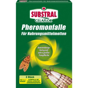Celaflor Pheromonfalle für Lebensmittelmotten, 3er-Pack. Insektizidfreie Mottenfalle mit Lockstoff.