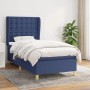 Blaues vidaXL Boxspringbett (80x200 cm) mit Matratze und Stoffbezug.