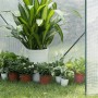 Halbtransparentes WOLTU Foliengewächshaus mit Pflanzen in Töpfen.