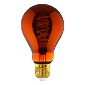 Kupferfarbenes Eglo E27 LED Leuchtmittel in Globeform mit 4W und warmweißem Licht.