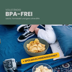 Grüne ProHome Kunststoff Schüssel mit Tortilla Chips auf Picknickdecke.