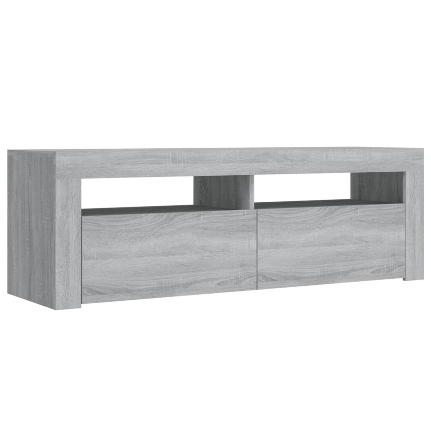 VidaXL TV-Schrank mit LED, Grau Sonoma, 120 cm breit. Wohnwand-Element mit Stauraum.