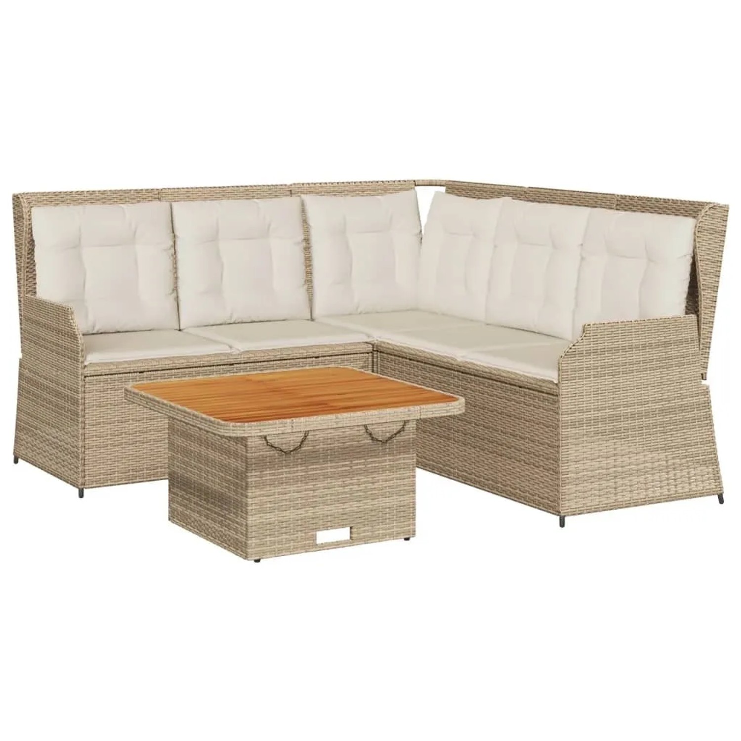 vidaXL 4-Tlg Garten-Lounge-Set mit Kissen Beige Poly Rattan 3262148