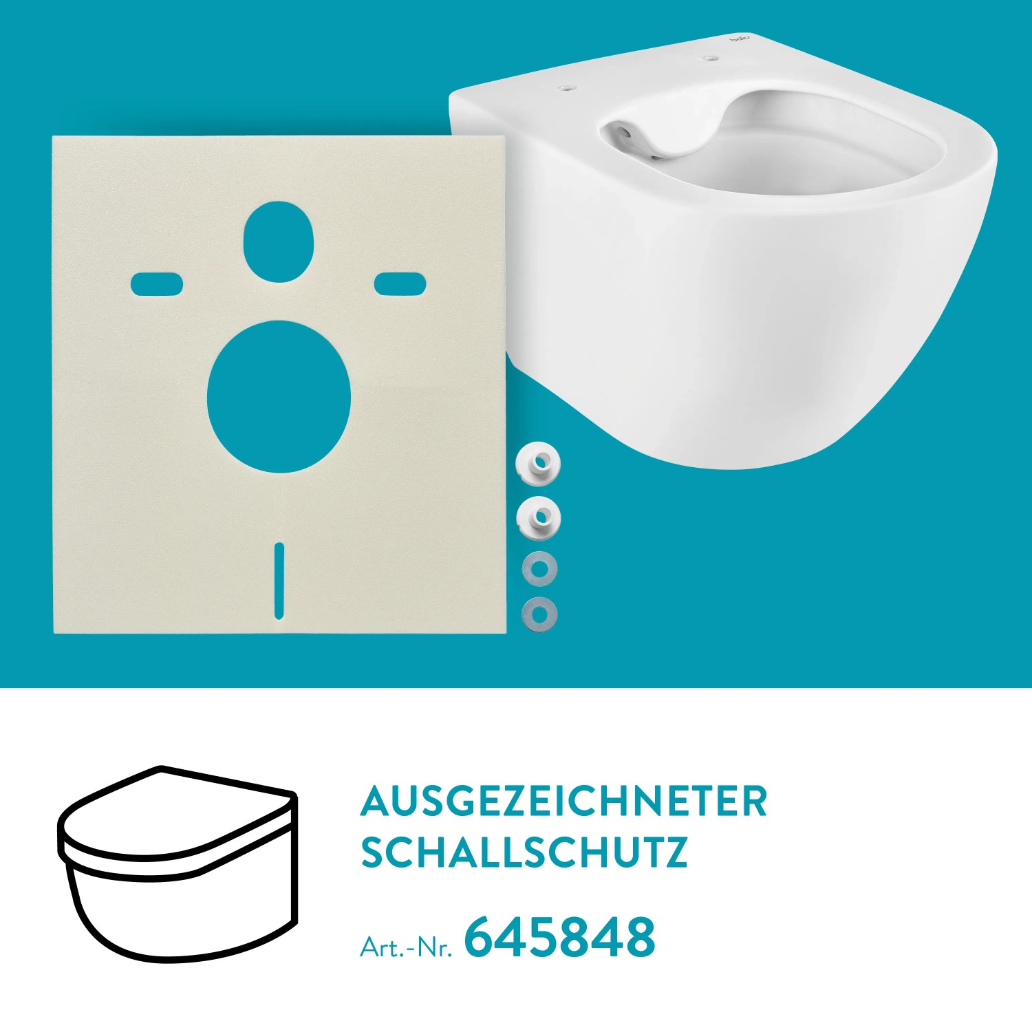baliv Wand WC-Set Davenport, Tiefspüler, spülrandlos, verkürzte Bauform, weiß.