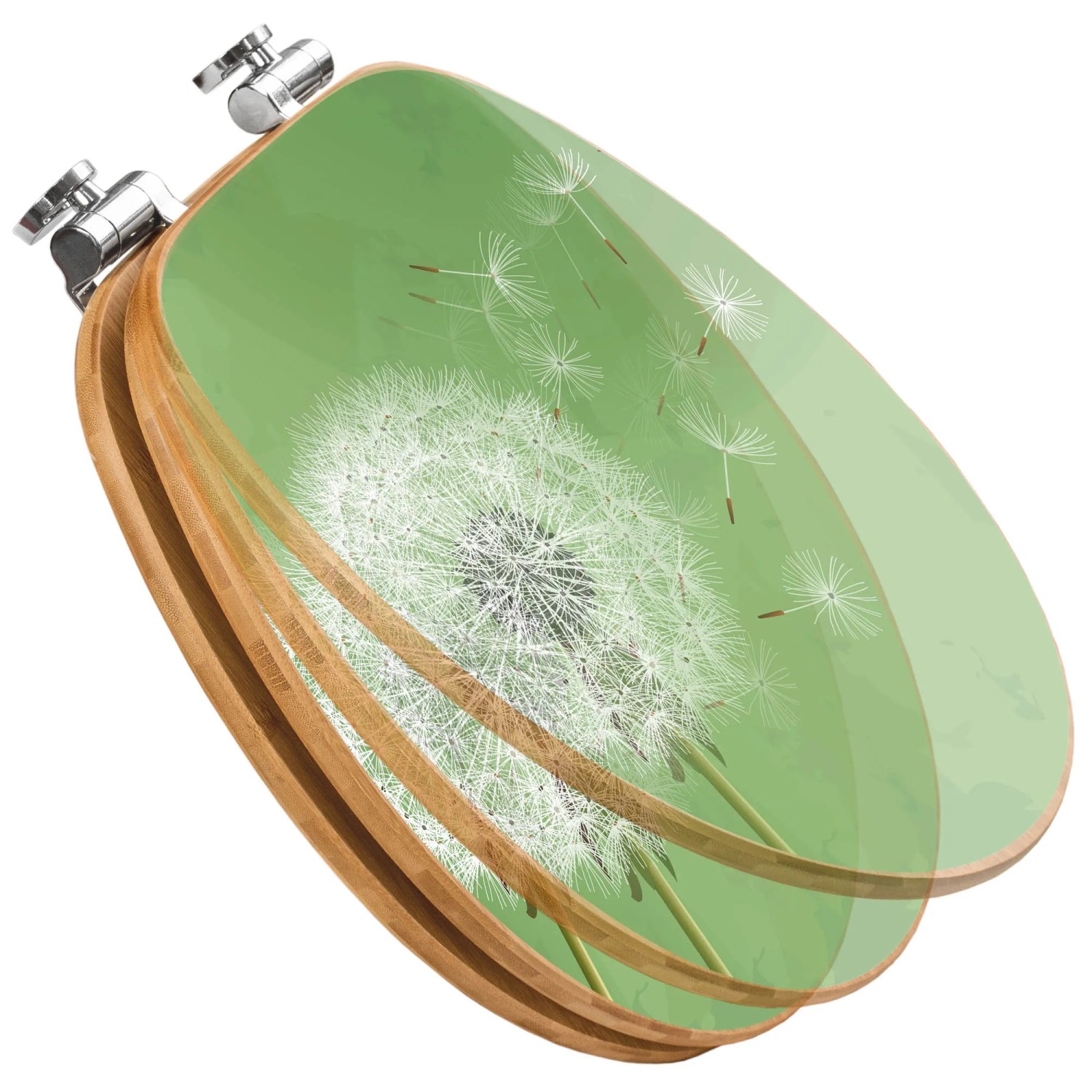 Banjado WC-Sitz aus Bambus mit Pusteblume, Absenkautomatik. Toilettendeckel aus Holz.