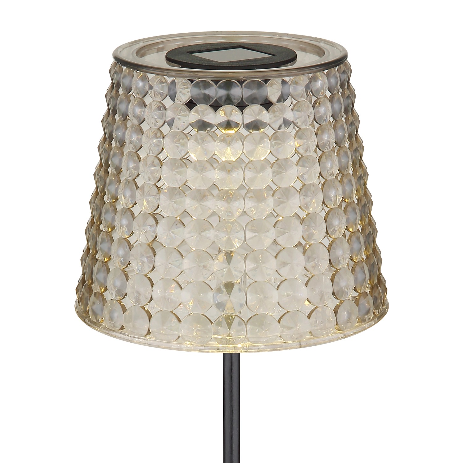 Globo LED-Solarleuchten-Set, Rauchfarbe, 2 Stück, Ø 12,5x60cm. Deko-Leuchten mit Kristalloptik Schirm.