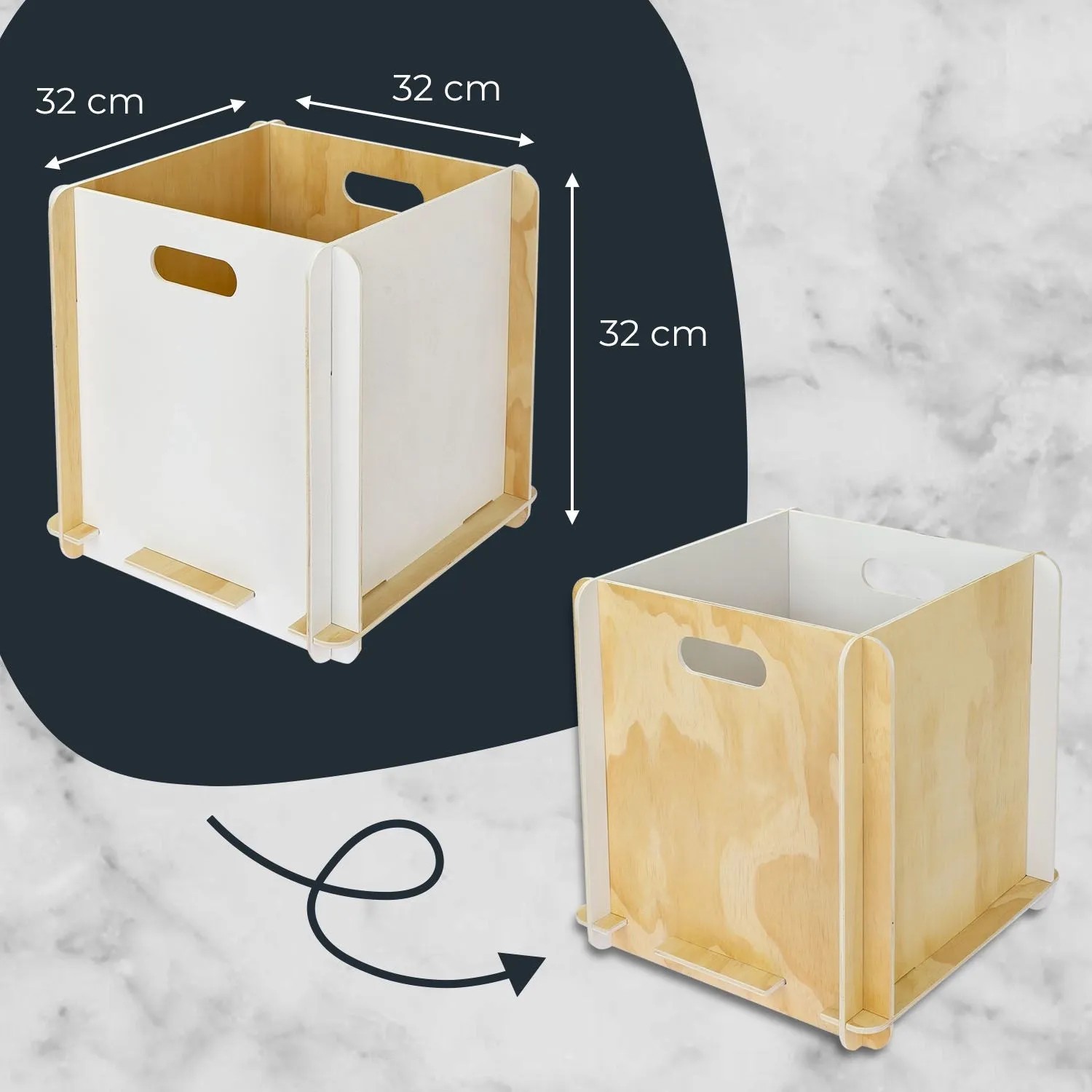 HMF 3740-32CM-01 Aufbewahrungsbox Holz Zusammenstecken 32cm Weiß_4