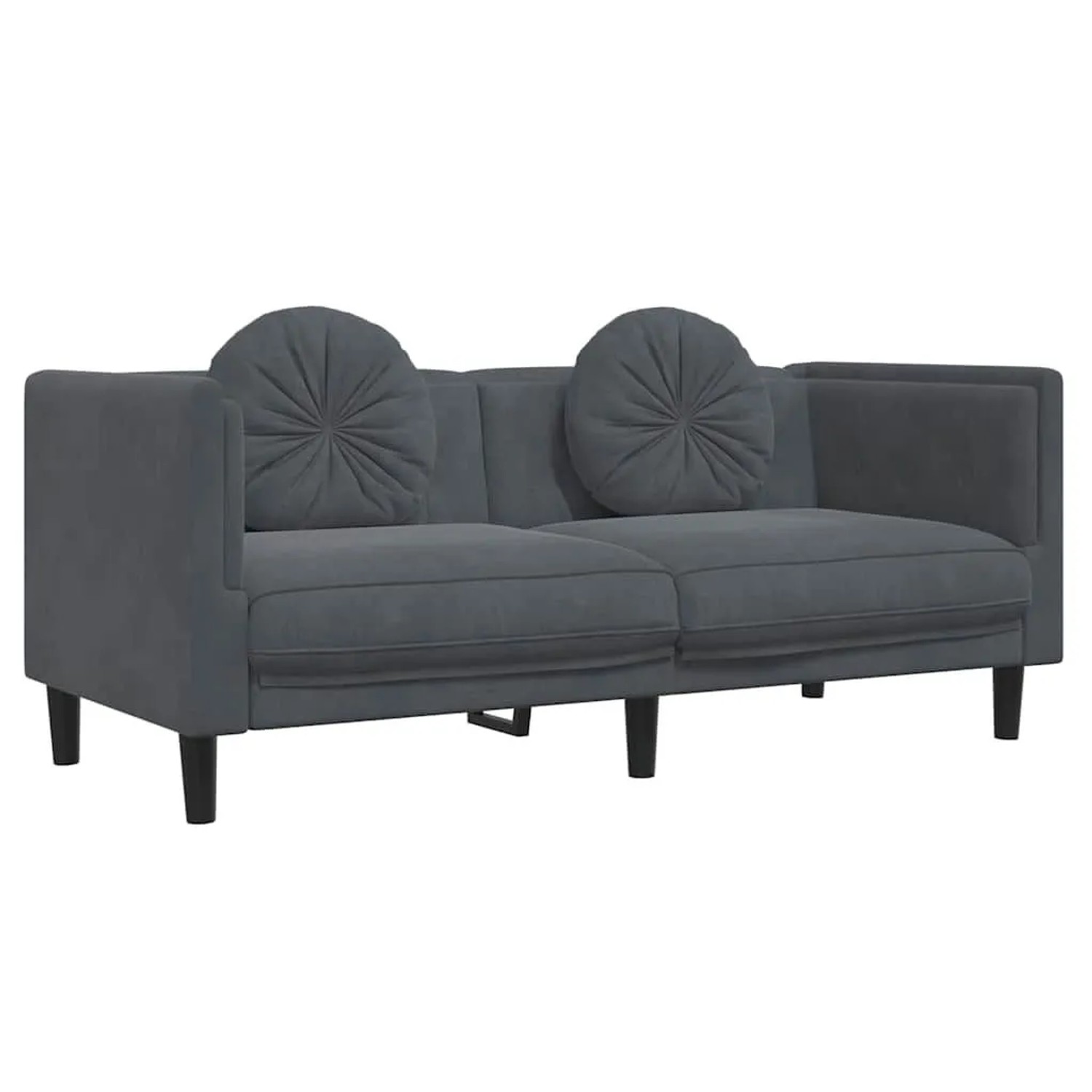 vidaXL Sofa mit Kissen 2-Sitzer Dunkelgrau Samt 372633