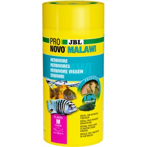 JBL Pronovo Malawi Flakes M Fischfutter, gelbe Dose mit Futterflocken für Malawi-Buntbarsche.