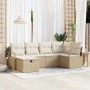 Beiges 6-tlg. vidaXL Garten-Sofa-Set aus Polyrattan mit Kissen und Stauraum.
