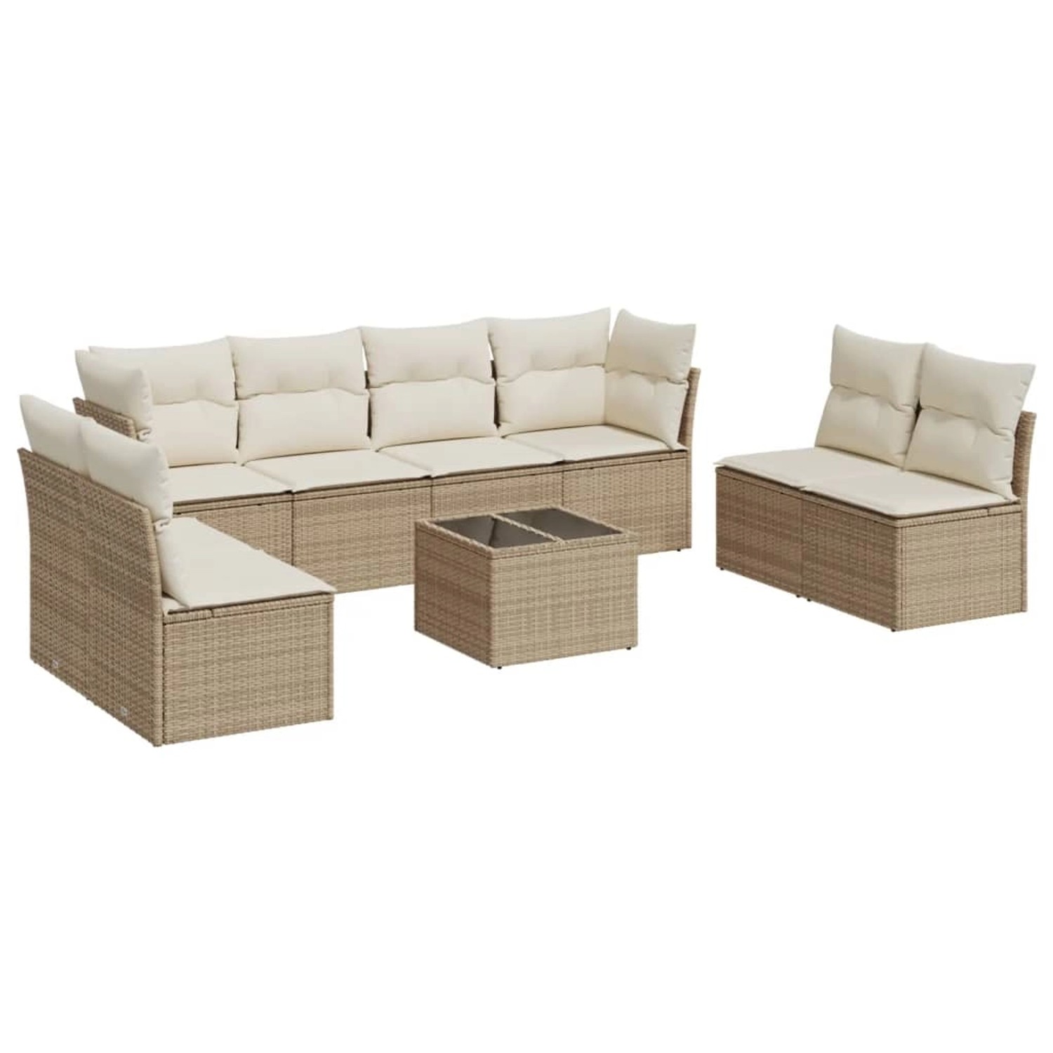 vidaXL 9-Tlg Garten-Sofagarnitur mit Kissen Beige Poly Rattan 3249297 günstig online kaufen