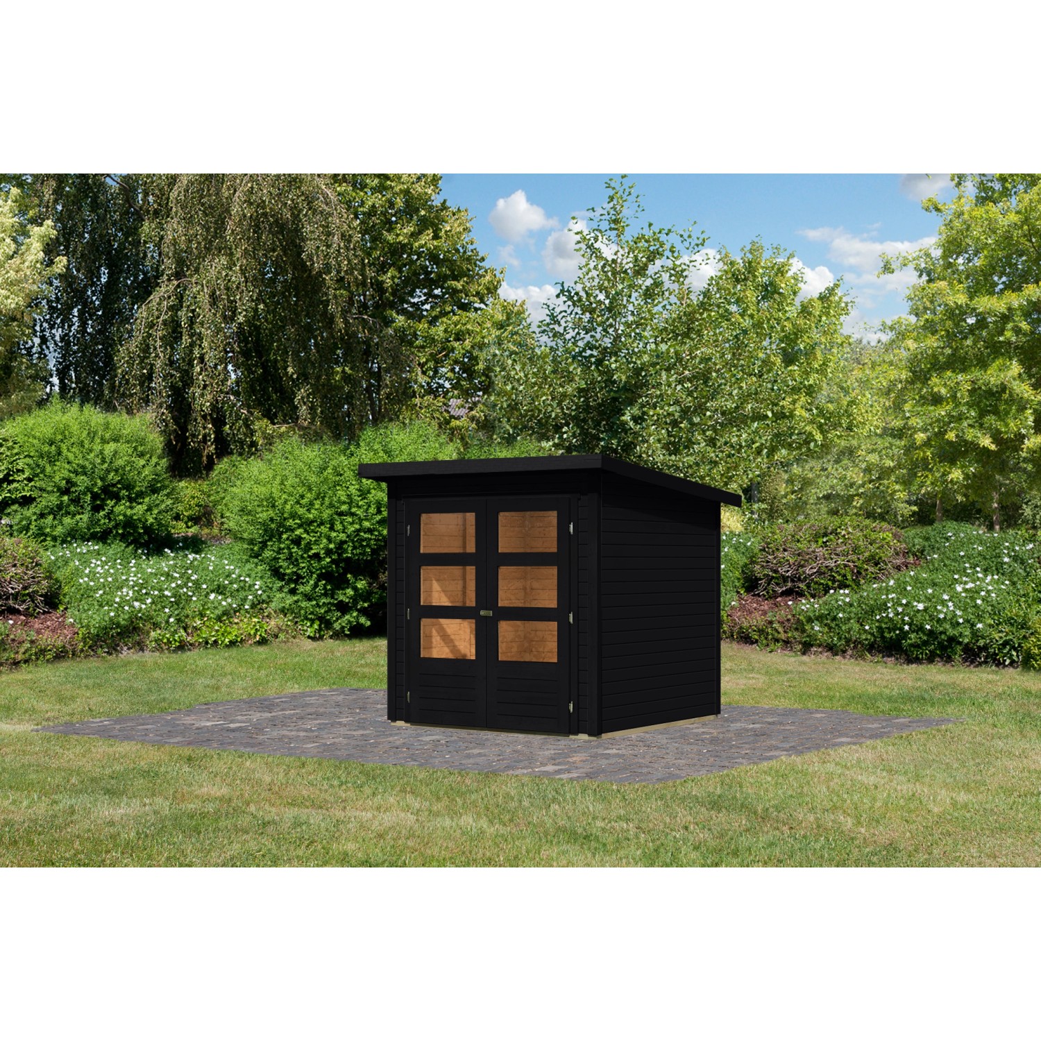 Karibu Gartenhaus Stockach 2 Schwarz 197 x 182 x 182 cm günstig online kaufen