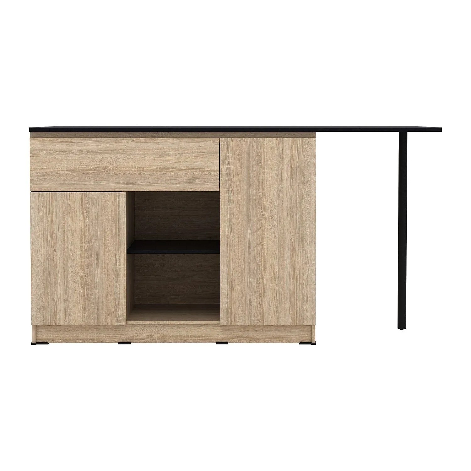 Vente-unique Kücheninsel Tunori Schwarz  Naturfarben Hell 169.8 cm