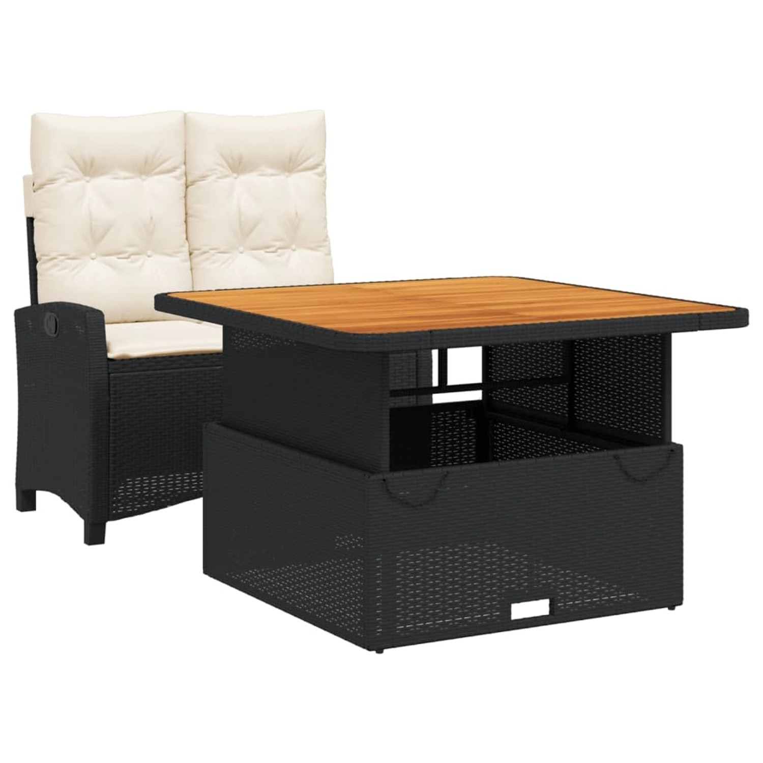 vidaXL 2-Tlg Garten-Essgruppe mit Kissen Schwarz Poly Rattan 3277379 günstig online kaufen