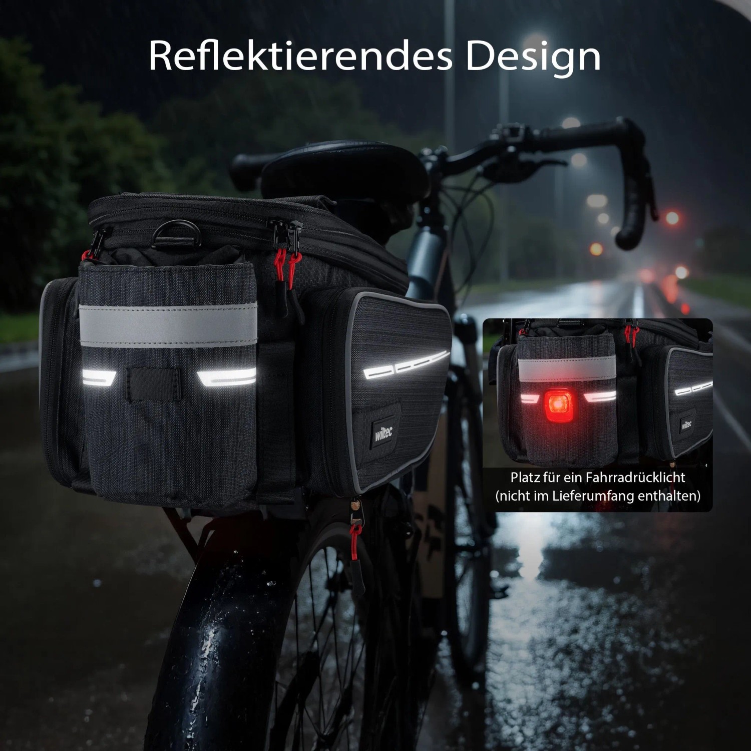 Wiltec Gepäckträgertasche Schwarz 20L Fahrradtasche Gepäckträger Gepäcktasche_5