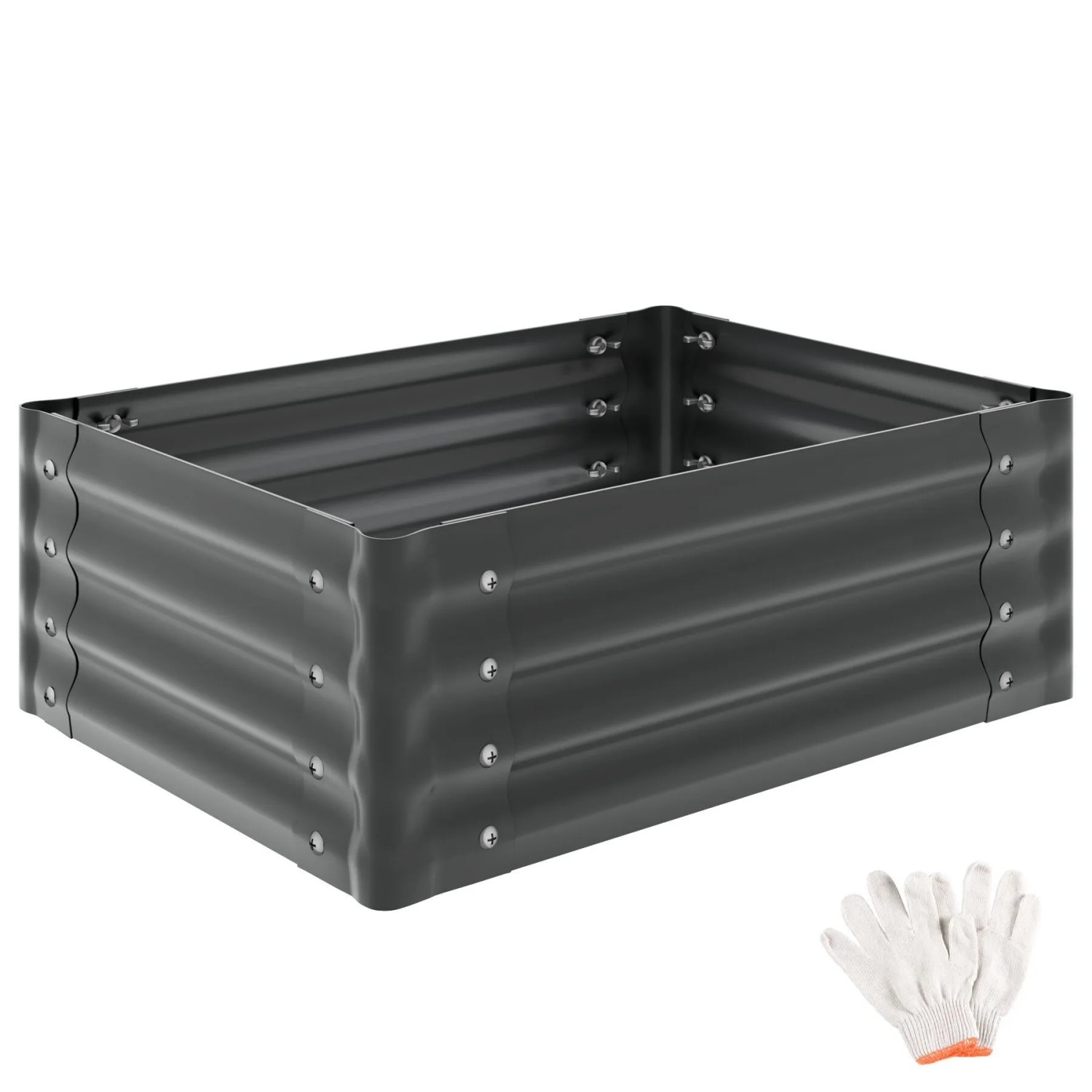 Tectake Hochbeet Salvia Aus Verzinktem Stahl 130 Liter Fassungsvermögen  80 x 60 x 30 cm Grau
