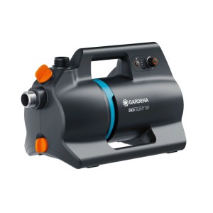 Gardena Akku-Gartenpumpe 3000 Silent 18 V P4A Solo, graue Elektropumpe mit Tragegriff.