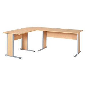 PROREGAL Eckschreibtisch Lion, Buche, 155x205cm, lange Seite links. Bürotisch für Homeoffice.