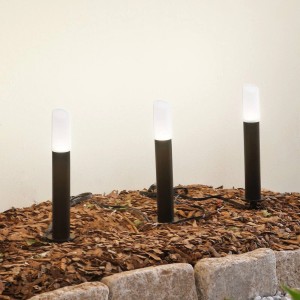 Lindby LED Smart Home Wegbeleuchtung Garten Elvor 10020191 Dimmbar Modern in Schwarz aus Edelstahl 3-flammig