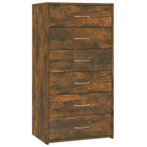 vidaXL Sideboard 6 Schubladen Räuchereiche 50x34x96 cm Holzwerkstoff 815363