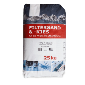 Weißer 25kg Sack Galamio Filtersand 1-2mm für Sandfilteranlagen und Poolwasseraufbereitung.