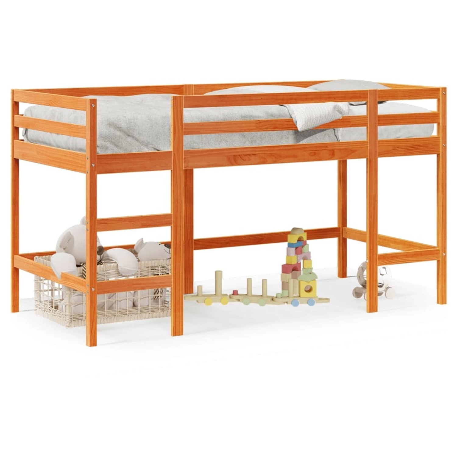 vidaXL Kinderhochbett mit Leiter Wachsbraun 80x200cm Massivholz Kiefer21060 günstig online kaufen