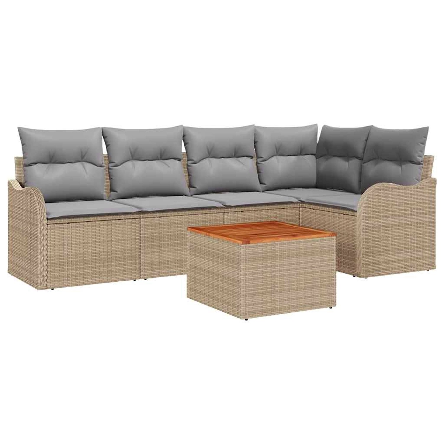vidaXL Garten-Sofa-Set 6-Tlg Beige Poly Rattan 3347455 günstig online kaufen