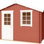 Lasita Holz-Gartenhaus Wels 3 in Schwedenrot mit Fenster und Tür.