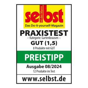 Testsiegel: LUX-TOOLS Brauseset als Preistipp im Test von "selbst ist der Mann", Ausgabe 08/2024.